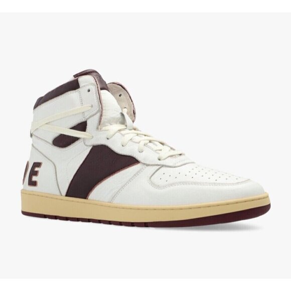 Rhude Rhecess-Hi Sneakers 7 Men's White Maroon Sneakers New - Picture 11 of 13